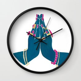 Namasté Hands - Blue Wall Clock