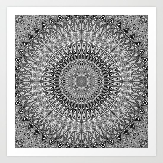 Grey mandala Art Print