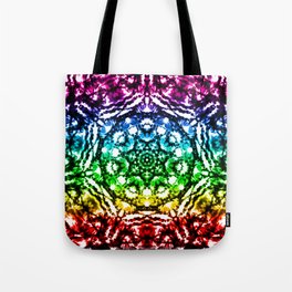 Rainbow Tie Dye Star Mandala Tote Bag
