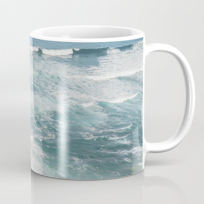 Atlantic Ocean Waves Photo | Blue Sea Water in Portugal Art Print | Praia da Cordoama Travel Photography  Coffee Mug