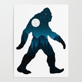 Night Forest Bigfoot Poster