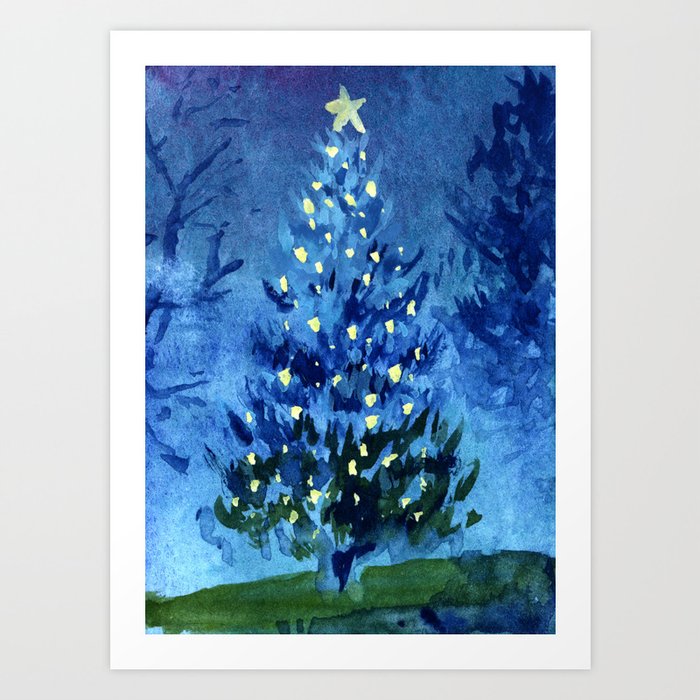Christmas Tree in Fog Art Print