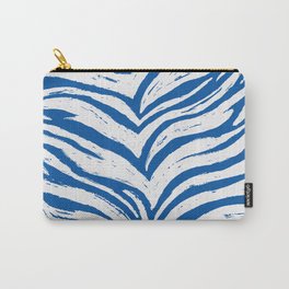 Tiger Stripes - Dark Blue & White - Animal Print - Zebra Print Carry-All Pouch