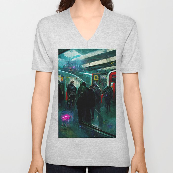 Cyberpunk Subway V Neck T Shirt