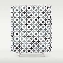 Black and white Plaid and Circle Clean Geometric Pattern Shower Curtain