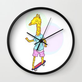 Skatin' Giraffe Wall Clock