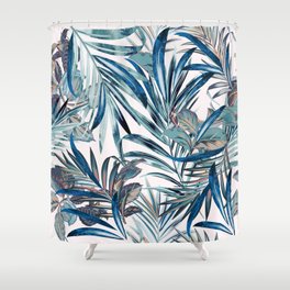 Floral fashion tropical vintage pattern with palm leaves in watercolor style Shower Curtain