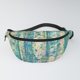 Teal and Mustard Birch Forest Fanny Pack