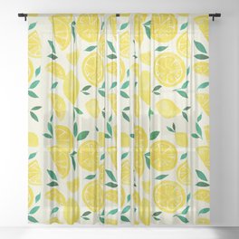 Watercolor lemons - yelllow and green Sheer Curtain