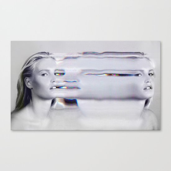 Glitch Face Melt Canvas Print