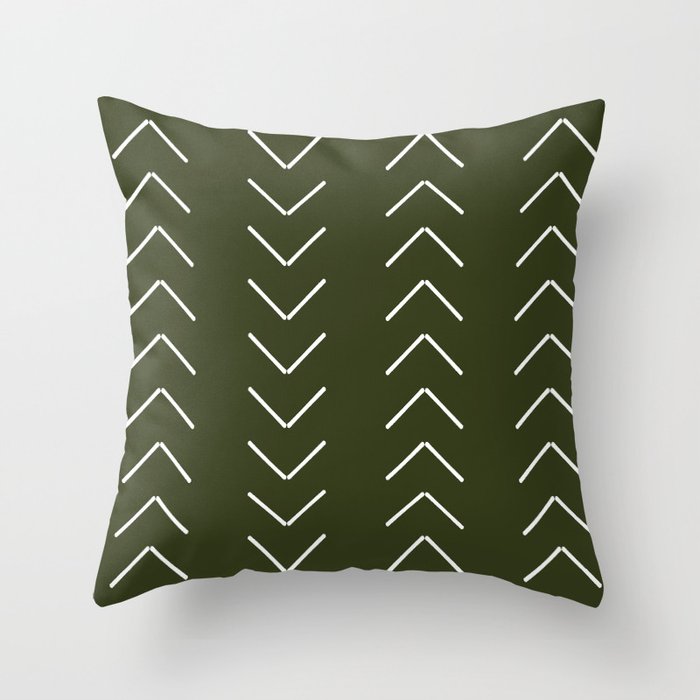 Mudcloth II (Olive Green) Throw Pillow