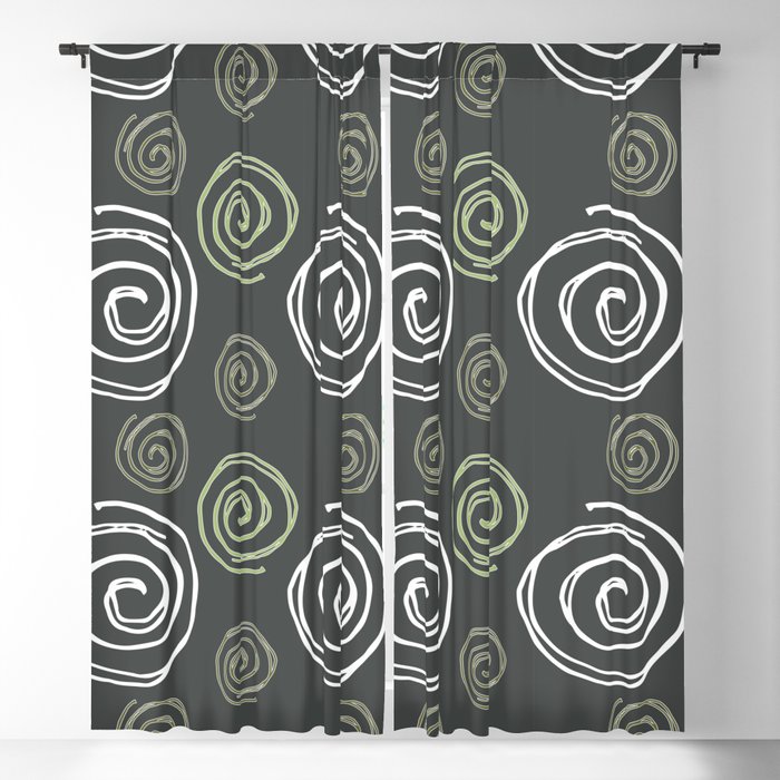 Twirly Swirly Green Blackout Curtain