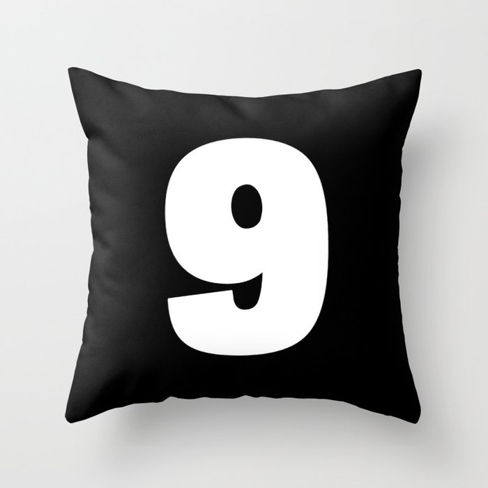 9 (White & Black Number) Throw Pillow