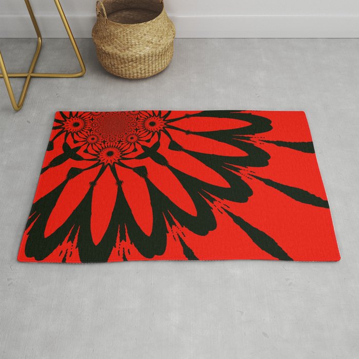 The Modern Flower Red Black Rug By Vintageby2sweet Society6