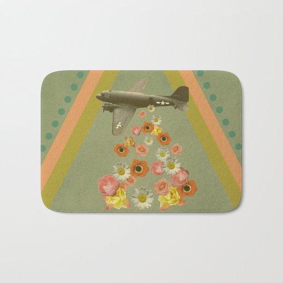 in my world, flowers come out of army planes Bath Mat
