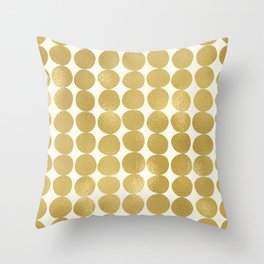 Midcentury Modern Dots in Gold Throw Pillow