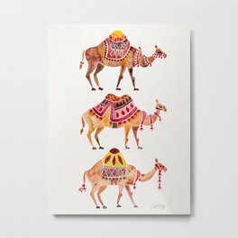 Camel Train Metal Print | Curated, Painting, Catcoq, Sahara, Camels, Arabic, Desert, Pattern, Camel, Alpaca 