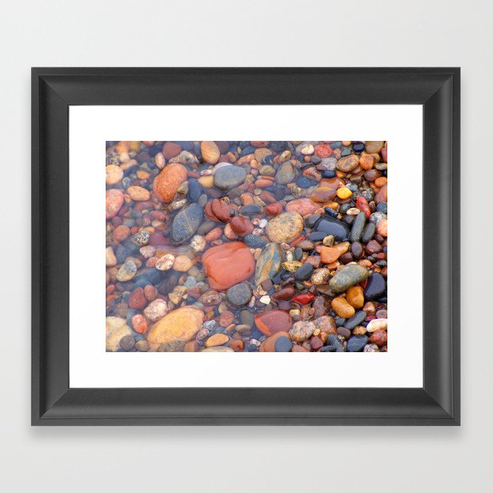 Beach Stones Along Lake Superior Framed Art Print