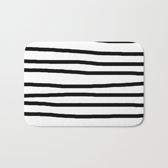 Simply Drawn Stripes in Midnight Black Bath Mat