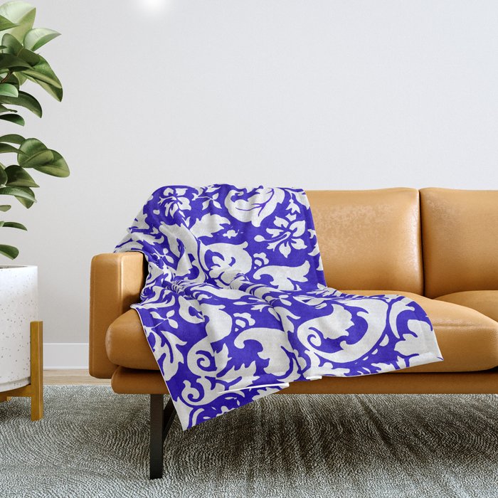 Paisley Damask Blue and White Throw Blanket by Art is Wonderful Society6