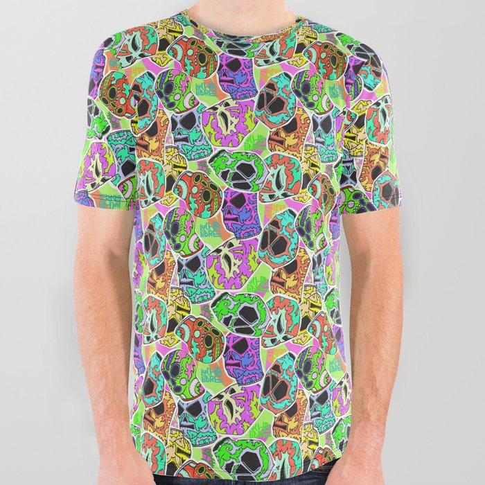 Spooky Day of the Dead All Over Graphic Tee