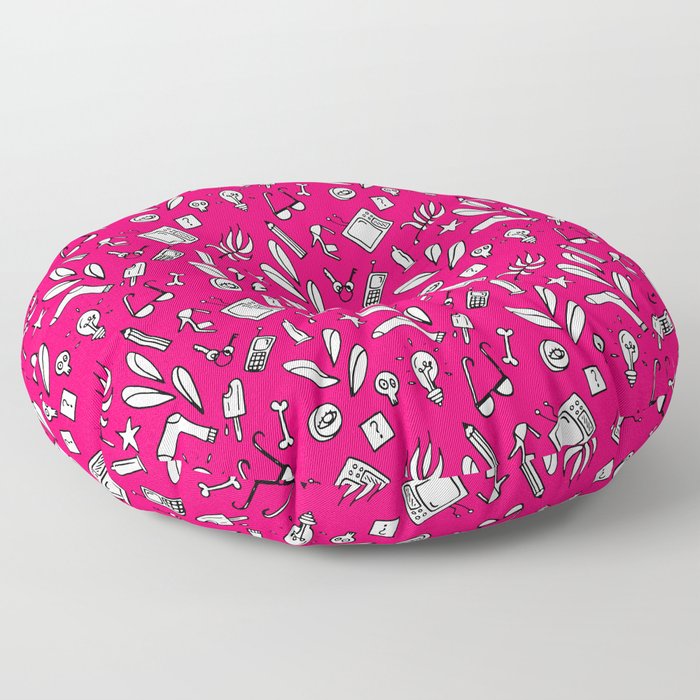 LotteZ' purse items doodle print (magenta) Floor Pillow