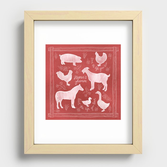 Nana's Farm Animals & Flowers Recessed Framed Print