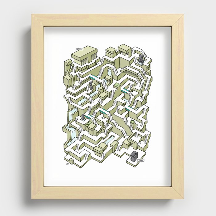Brutalist Maze Recessed Framed Print