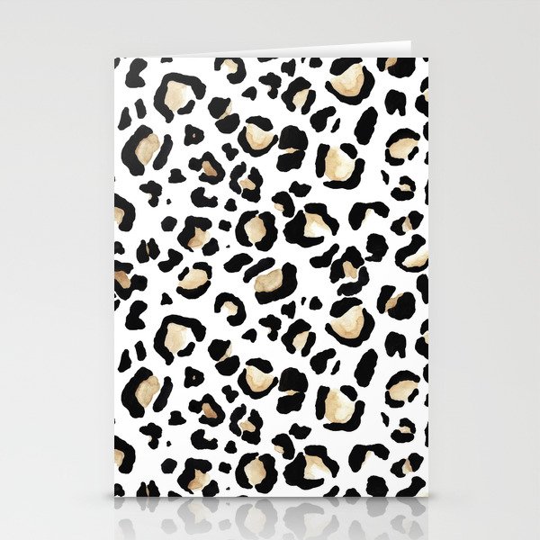 Leopard Animal Print Watercolour Painting Stationery Cards By