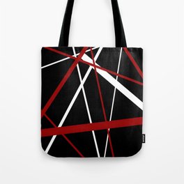 Red and White Stripes on A Black Background Tote Bag