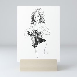 Ink Figure Drawing - Lady putting on a corest Mini Art Print