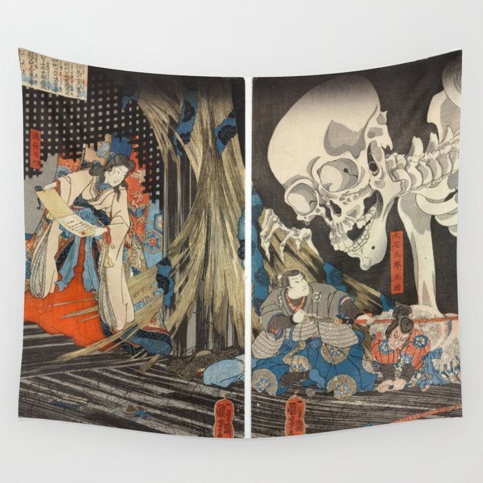 Takiyasha The Witch And The Skeleton Spectre Wall Tapestry By