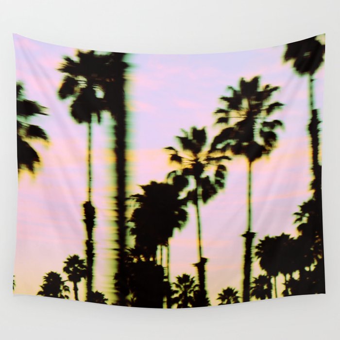 California Dreaming Palm Trees Sunset Wall Tapestry