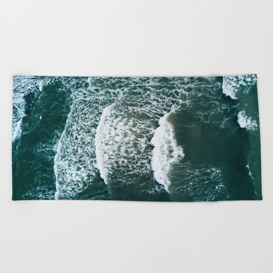 Wavy Waves on a stormy day Beach Towel