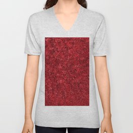 Red Glossy Modern Collection V Neck T Shirt