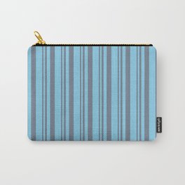 [ Thumbnail: Slate Gray & Sky Blue Colored Stripes/Lines Pattern Carry-All Pouch ]