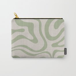 Liquid Swirl Abstract Pattern in Almond and Sage Green Carry-All Pouch
