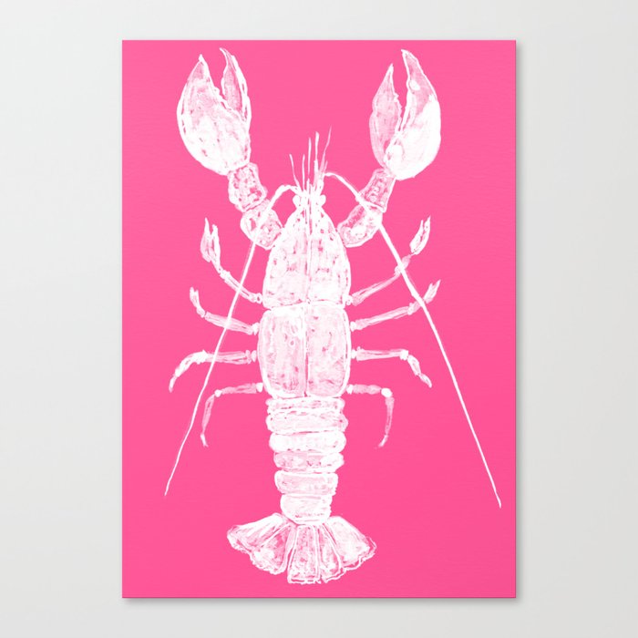 Pink lobster, Red Lobster  watercolor painting, sea animal art, kitchen art Canvas Print