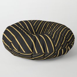 Gold And Black Stripes Lines Collection Floor Pillow