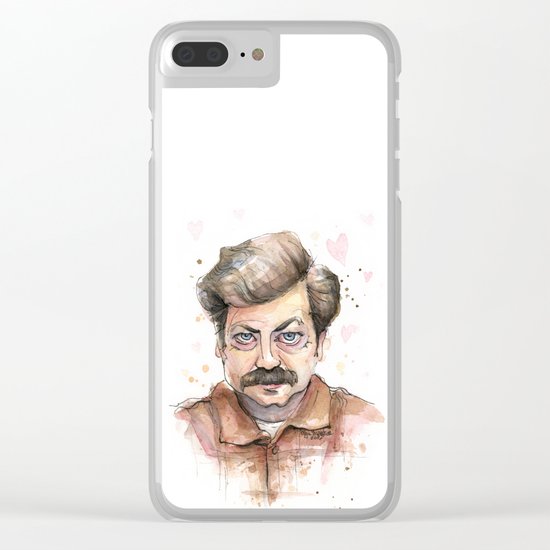Ron Swanson Love Valentine Portrait Clear iPhone Case