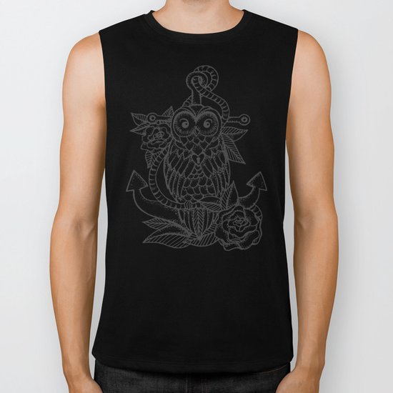 owl, roses & anchor Biker Tank