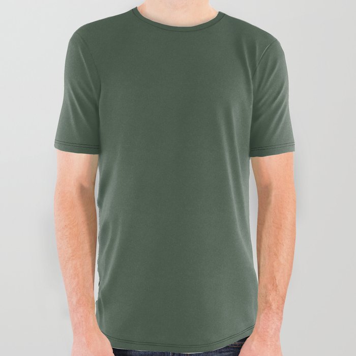 Dark Hunter Green Solid Color Pairs PPG Glidden 2023 Trending Color Pine Forest PPG1134 7 All Over Graphic Tee