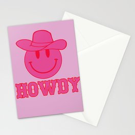 Happy Smiley Face Says Howdy - Preppy Western Aesthetic Stationery Cards