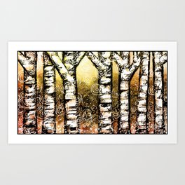 Birch Grove in a Warm Hue Art Print