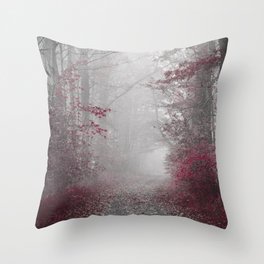 Country Road in Burgundy and Gray Throw Pillow
