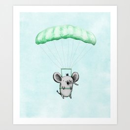 Cutie Parachuting Elephant Art Print