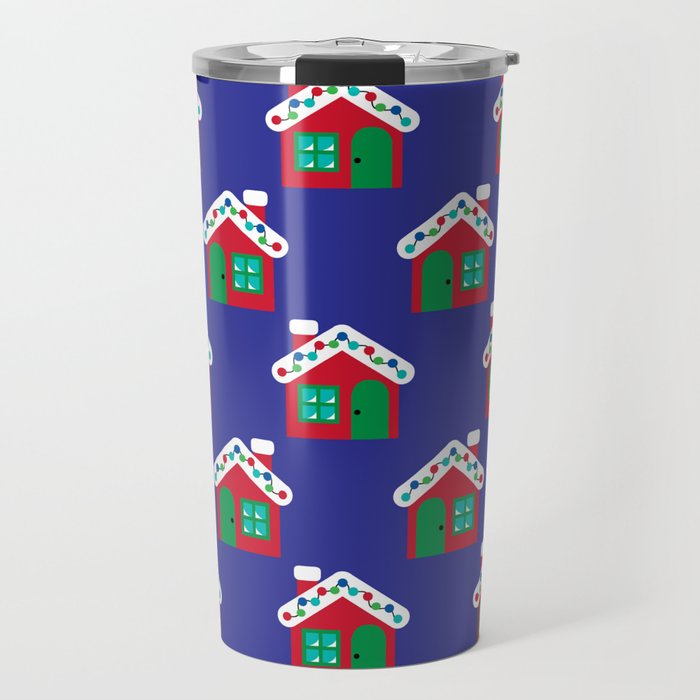 Christmas Gingerbread House Pattern Travel Mug