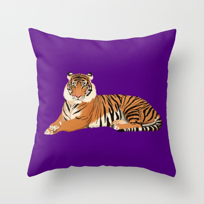 Purple Tiger Throw Pillow
