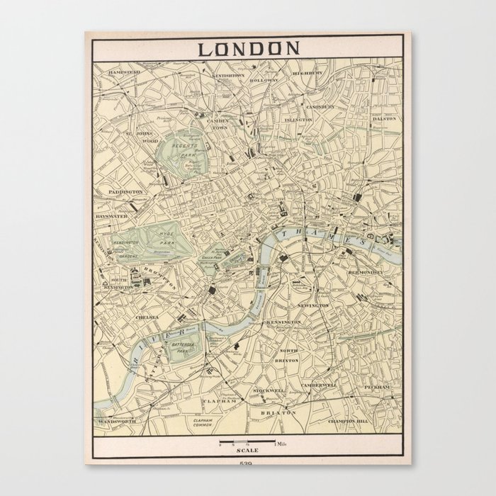 Vintage Map Of London England 1901 Canvas Print By Bravuramedia