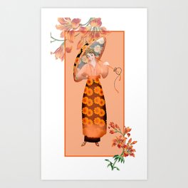 Woman Fine Art - Fashion Style - Flowers Art Print